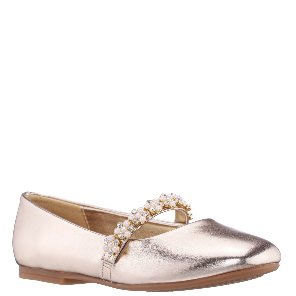 Girls Joansie Light Gold Metallic Ballet Dress Shoe | Nina Shoes
