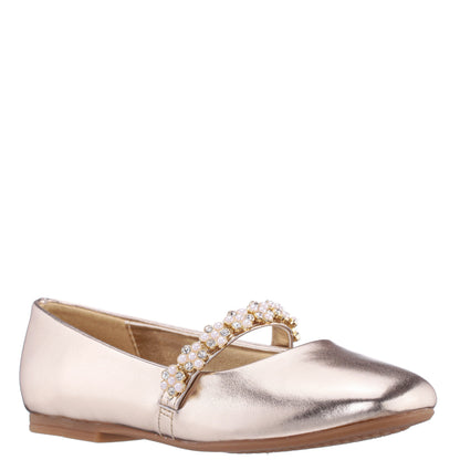 Girls Joansie Light Gold Metallic Ballet Dress Shoe | Nina Shoes