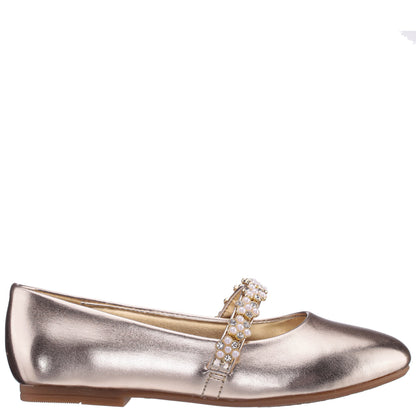 Girls Joansie Light Gold Metallic Ballet Dress Shoe | Nina Shoes