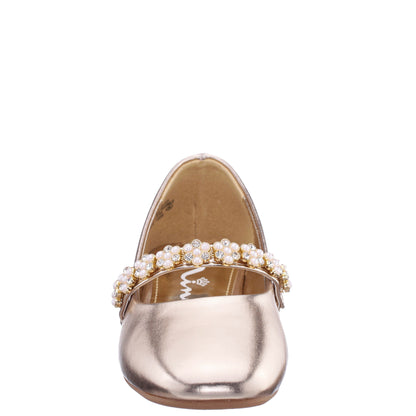 Girls Joansie Light Gold Metallic Ballet Dress Shoe | Nina Shoes