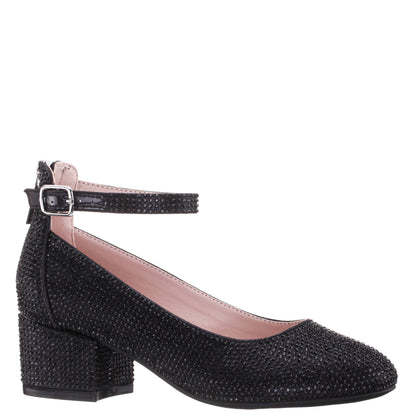 Girls Lennie2 Black Rhinestone Dress Shoes | Nina Shoes