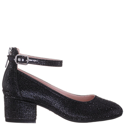 Girls Lennie2 Black Rhinestone Dress Shoes | Nina Shoes