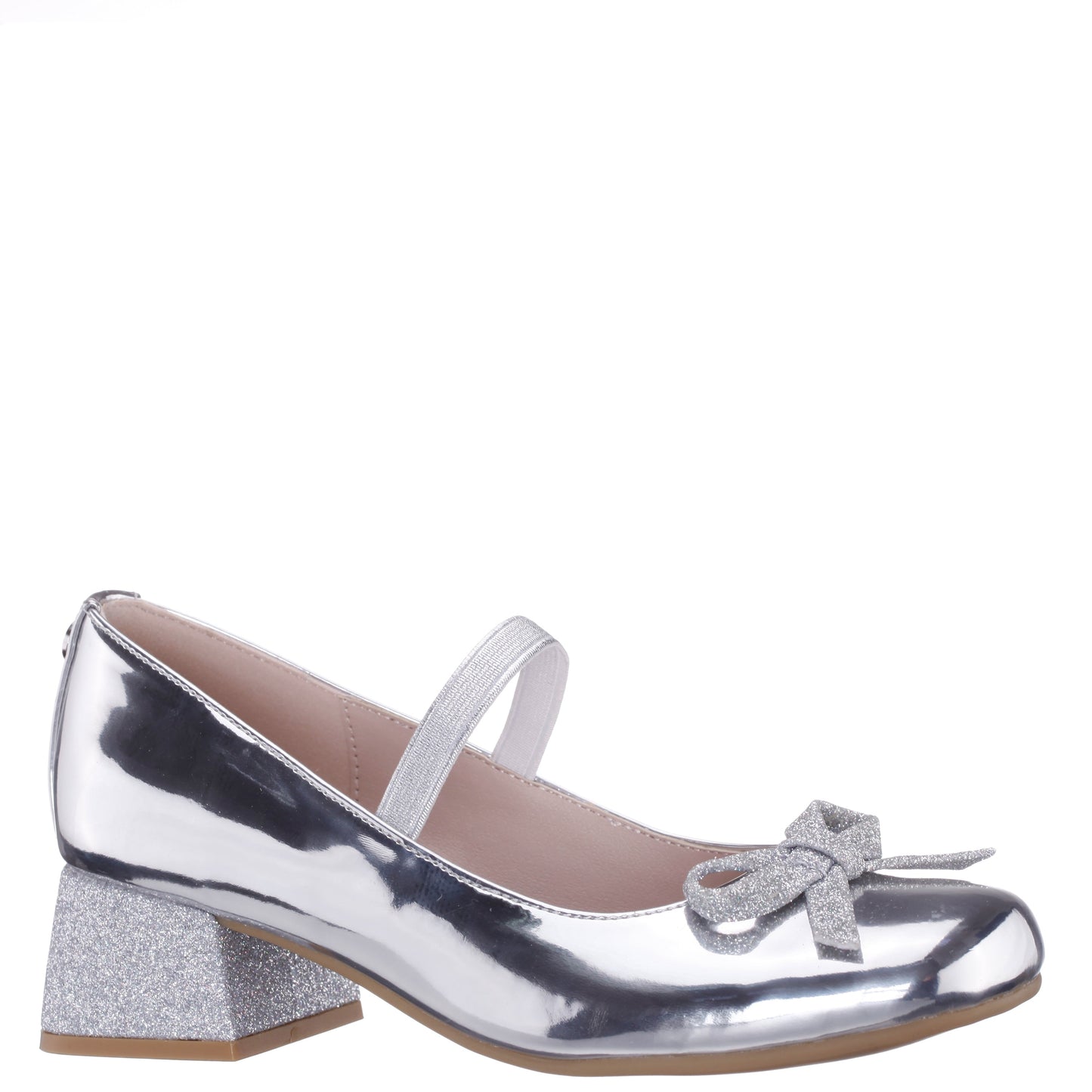 Girls Bryonna Silver Heel Mary Jane Pumps | Nina Shoes