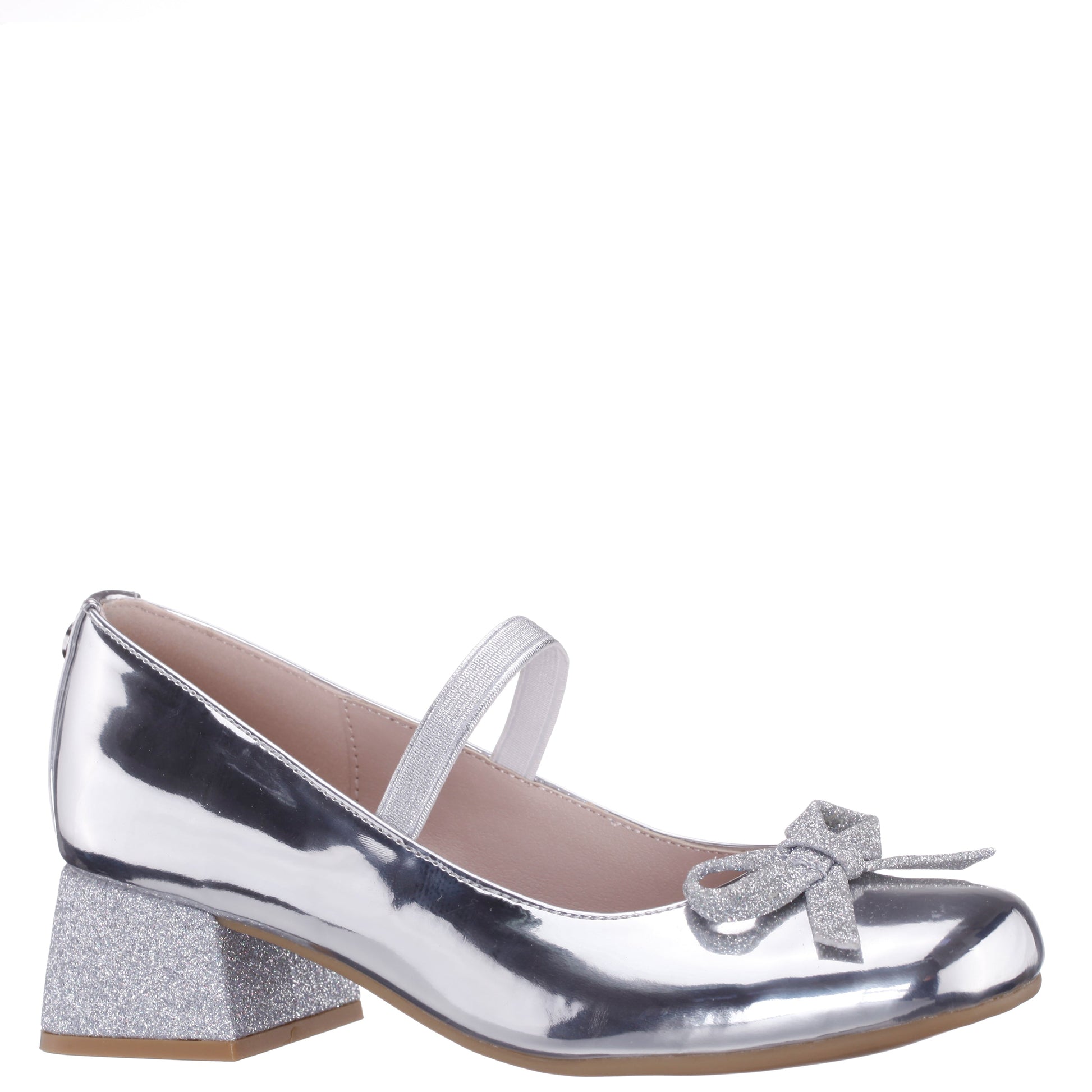 Girls Bryonna Silver Heel Mary Jane Pumps | Nina Shoes