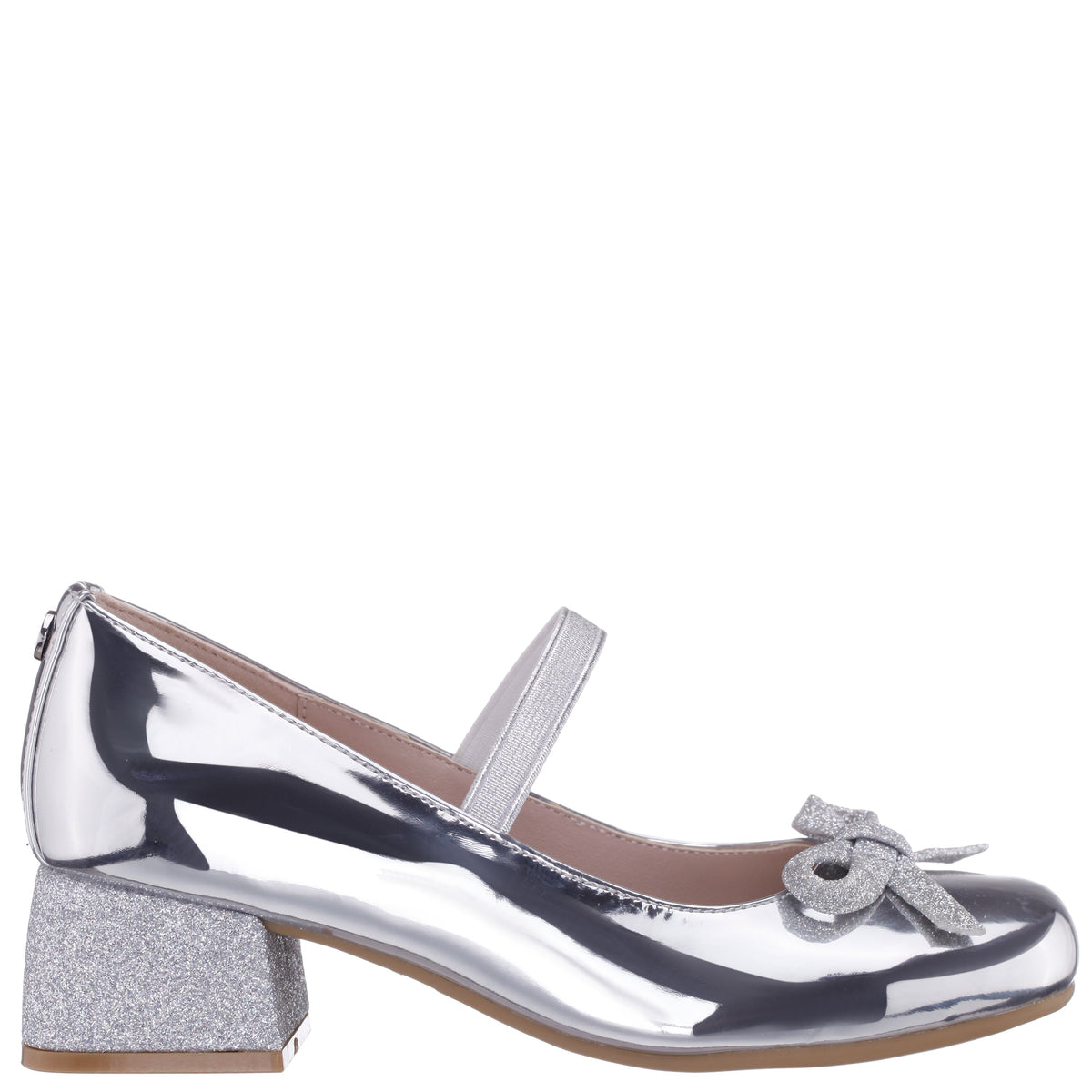 Girls Bryonna Silver Heel Mary Jane Pumps | Nina Shoes