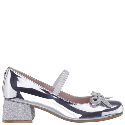 Girls Bryonna Silver Heel Mary Jane Pumps | Nina Shoes