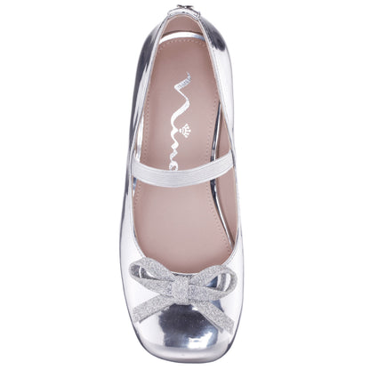 Girls Bryonna Silver Heel Mary Jane Pumps | Nina Shoes