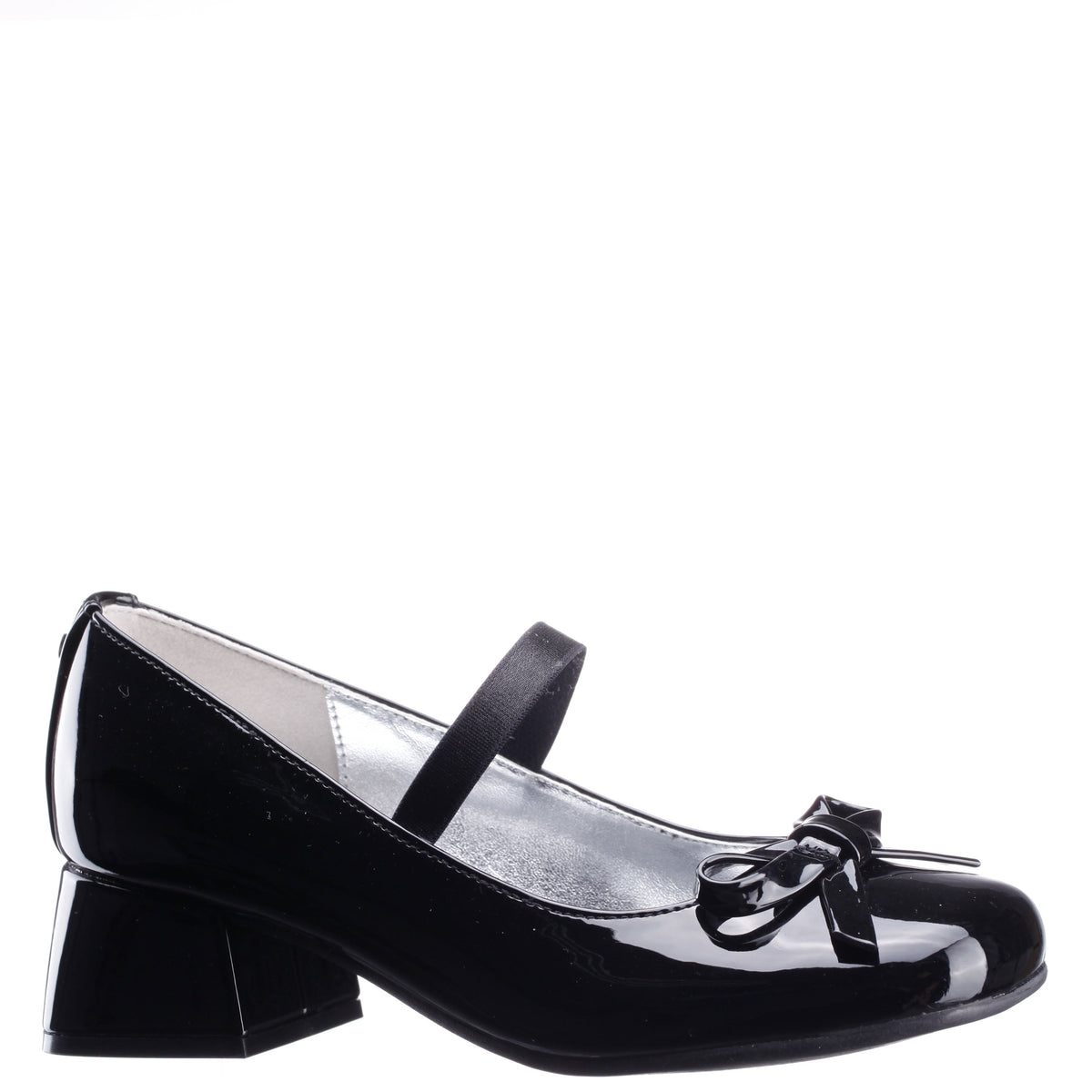 Girls Bryonna Black Patent Heel Mary Jane Pumps | Nina Shoes