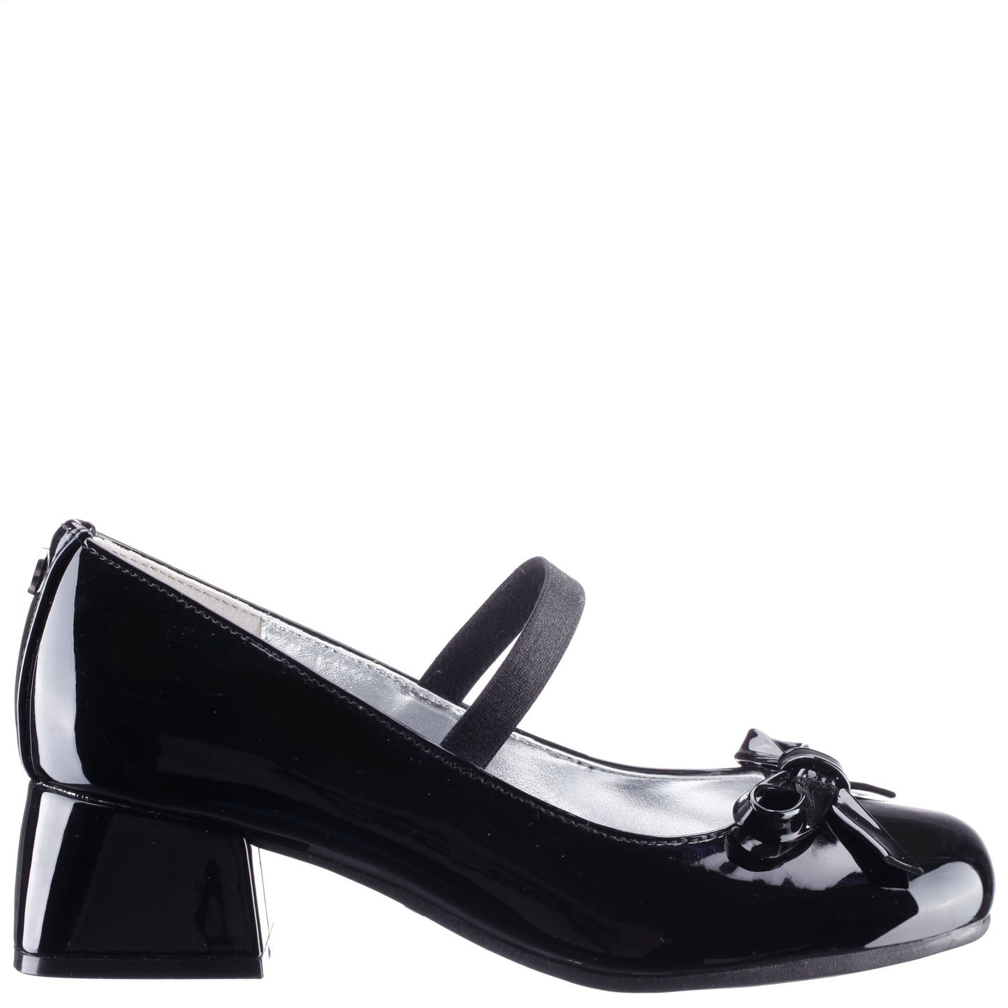 Girls Bryonna Black Patent Heel Mary Jane Pumps | Nina Shoes