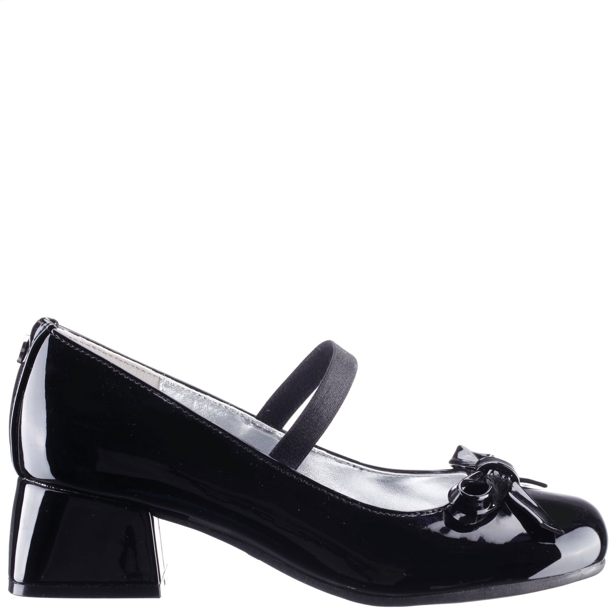 Girls Bryonna Black Patent Heel Mary Jane Pumps | Nina Shoes