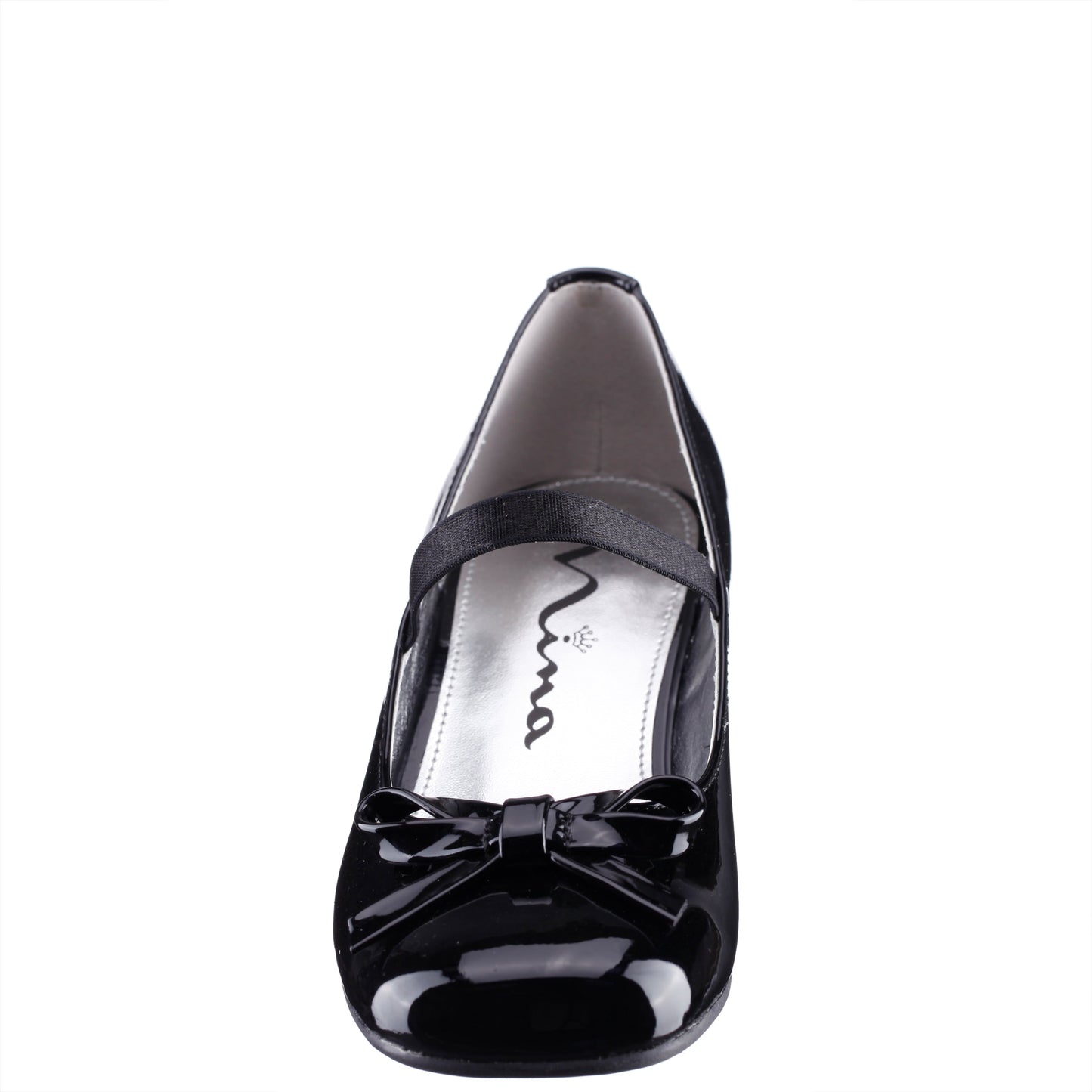 Girls Bryonna Black Patent Heel Mary Jane Pumps | Nina Shoes