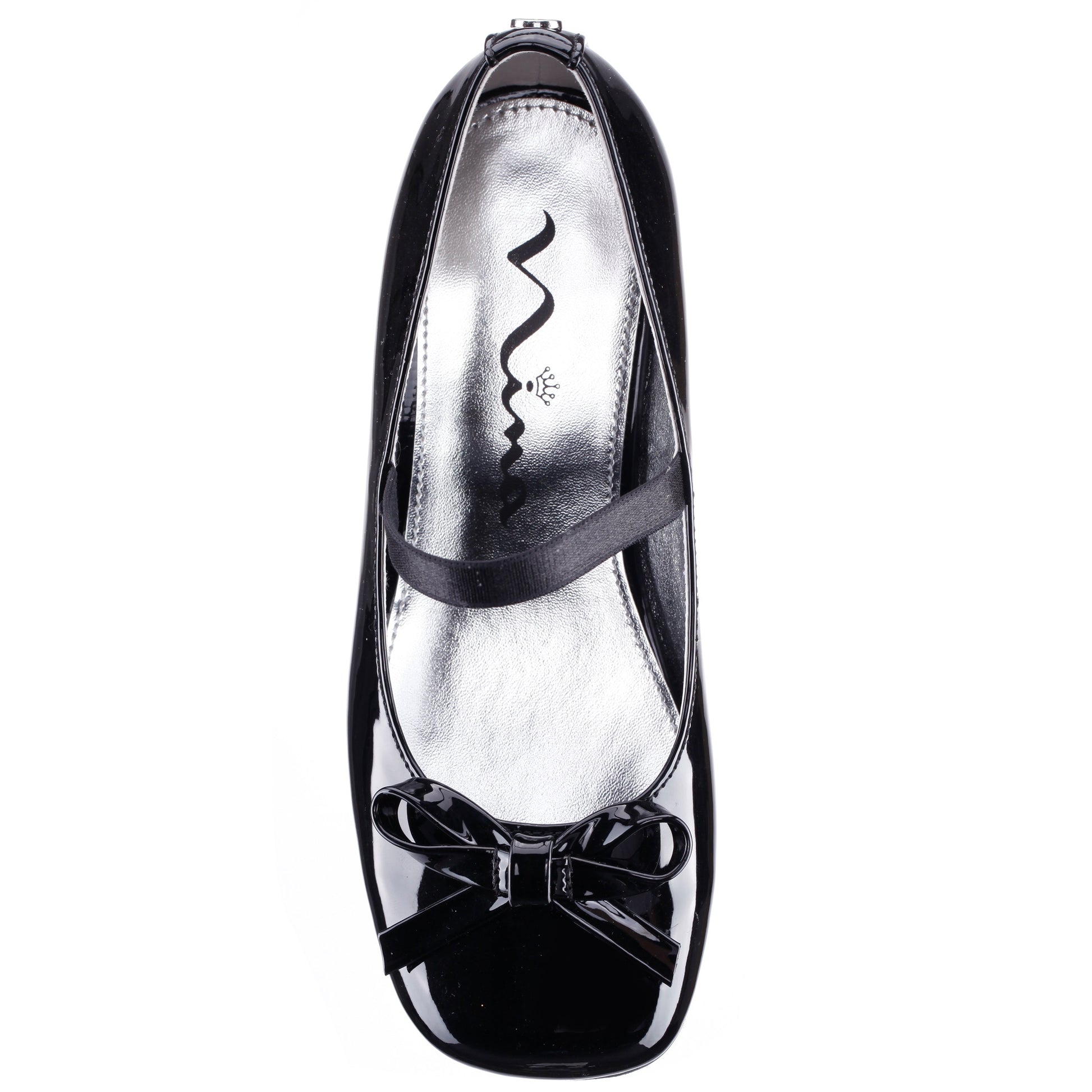Girls Bryonna Black Patent Heel Mary Jane Pumps | Nina Shoes