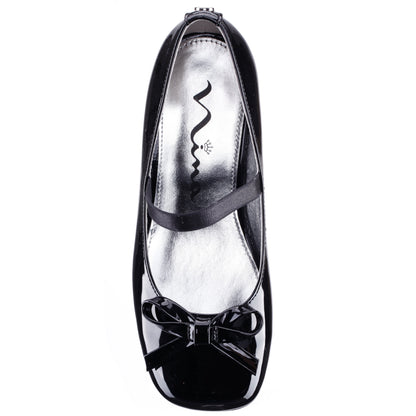Girls Bryonna Black Patent Heel Mary Jane Pumps | Nina Shoes