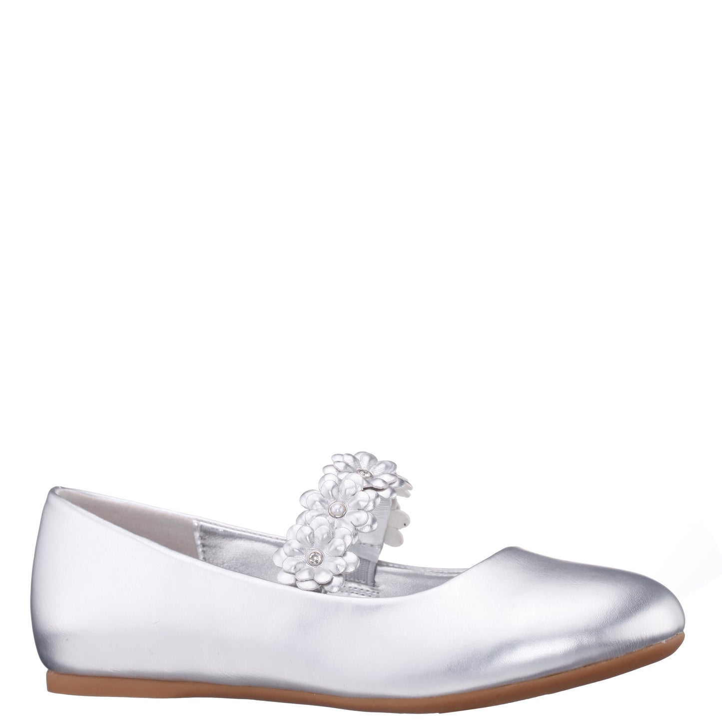 Girls Rozy Silver Metallic Ballet Dress Shoes | Nina Shoes