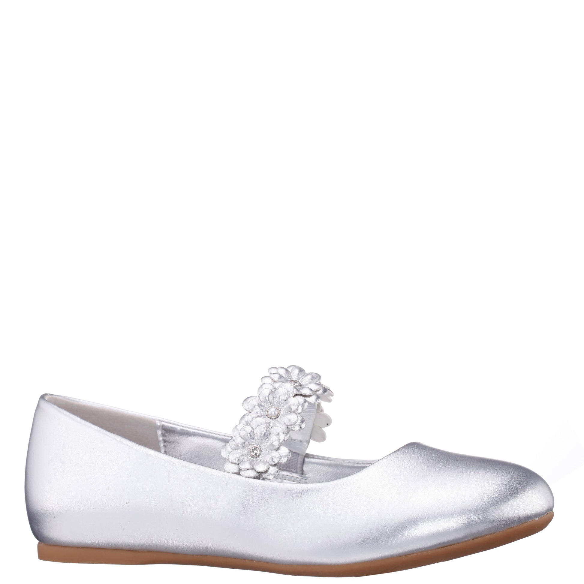 Girls Rozy Silver Metallic Ballet Dress Shoes | Nina Shoes