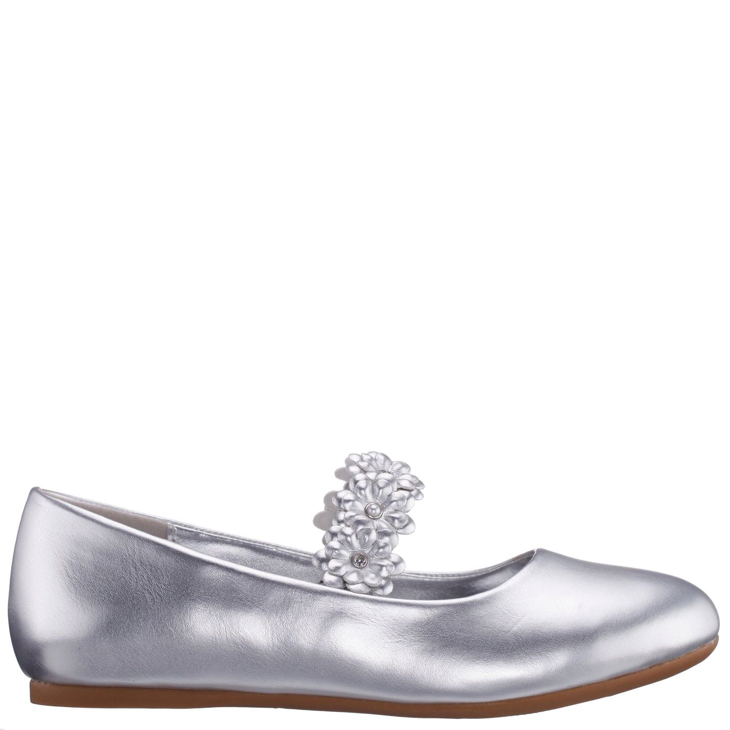 Girls Rozy Silver Metallic Ballet Dress Shoes | Nina Shoes