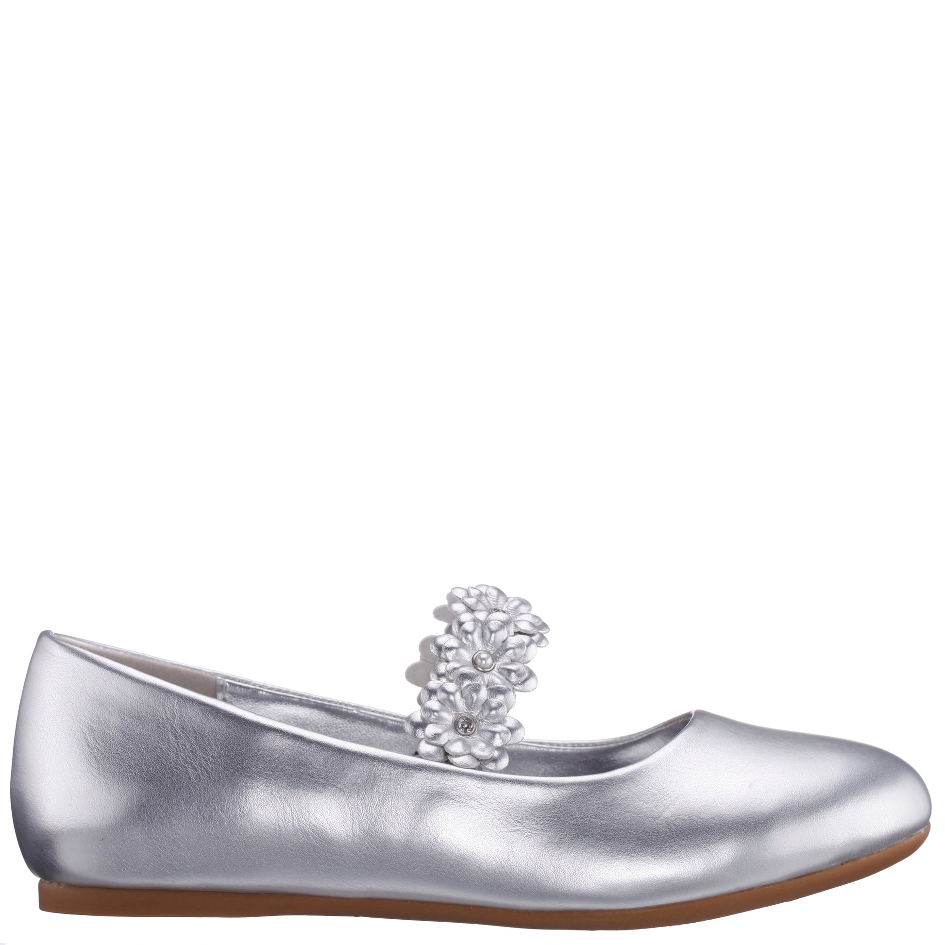 Girls Rozy Silver Metallic Ballet Dress Shoes | Nina Shoes