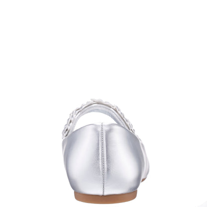 Girls Rozy Silver Metallic Ballet Dress Shoes | Nina Shoes