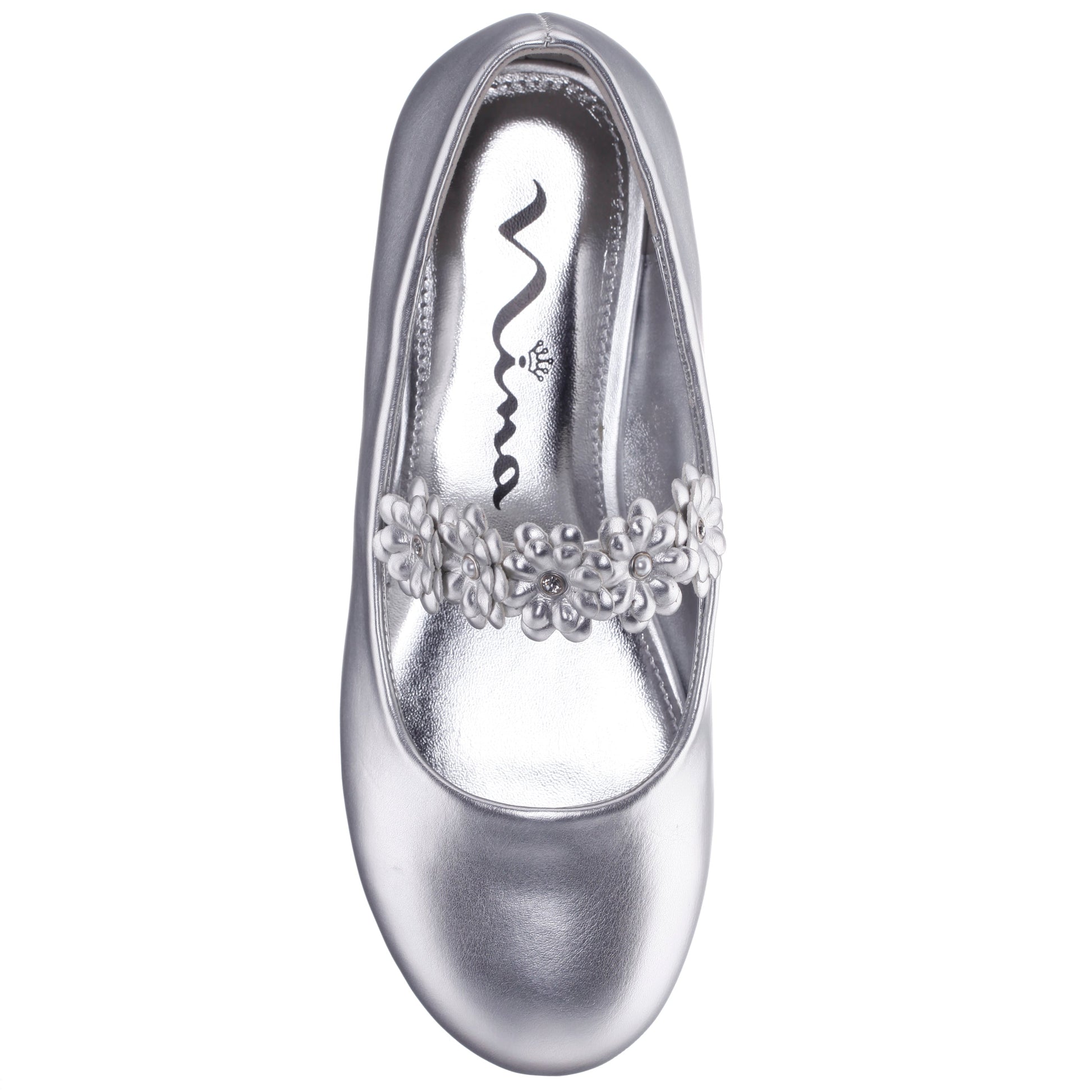 Girls Rozy Silver Metallic Ballet Dress Shoes | Nina Shoes