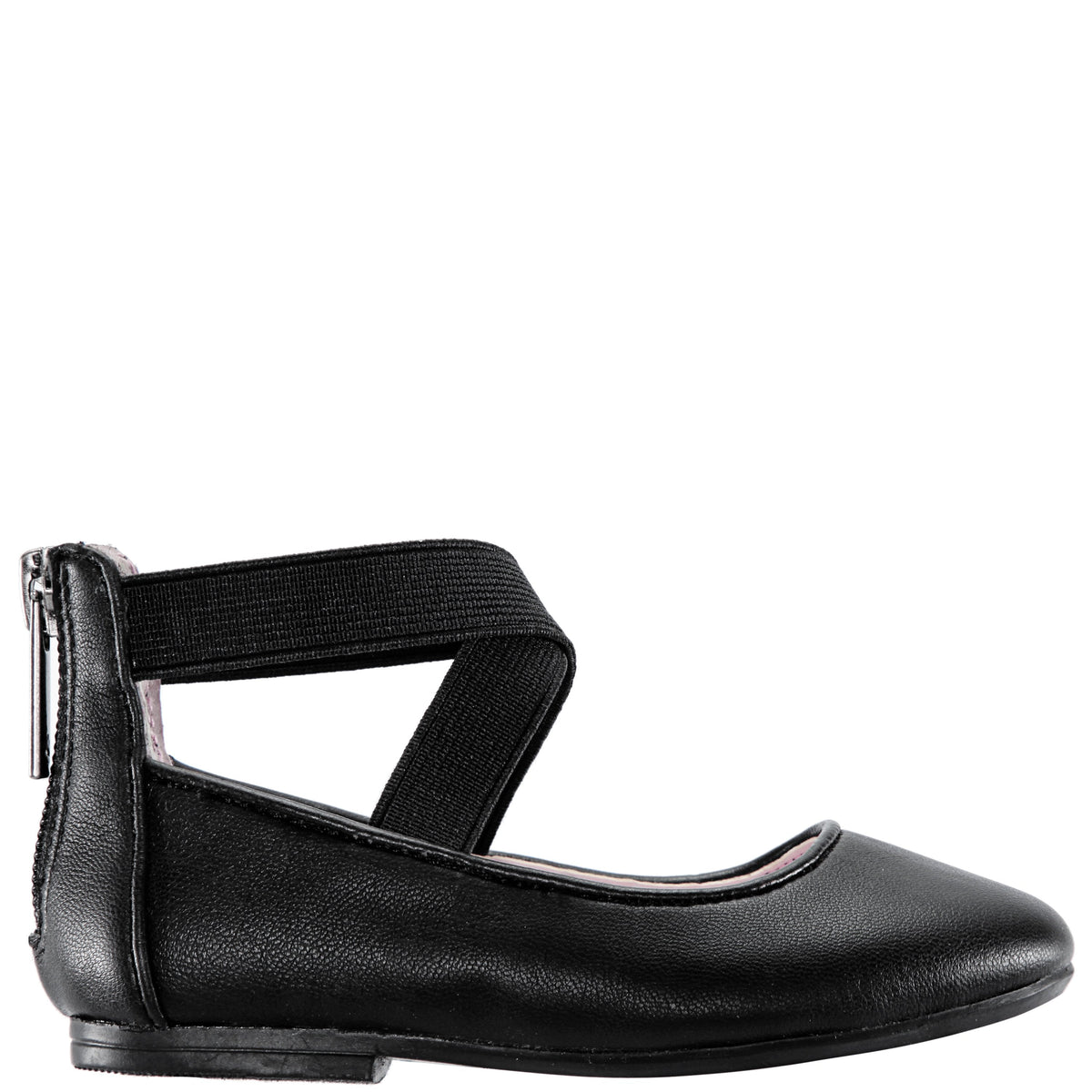 Girls Marissa Black zip back ballet flats | Nina Shoes