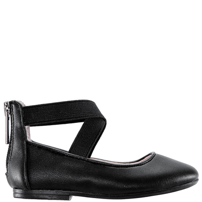 Girls Marissa Black zip back ballet flats | Nina Shoes