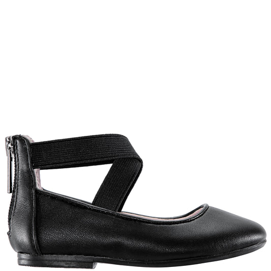 Girls Marissa Black zip back ballet flats | Nina Shoes