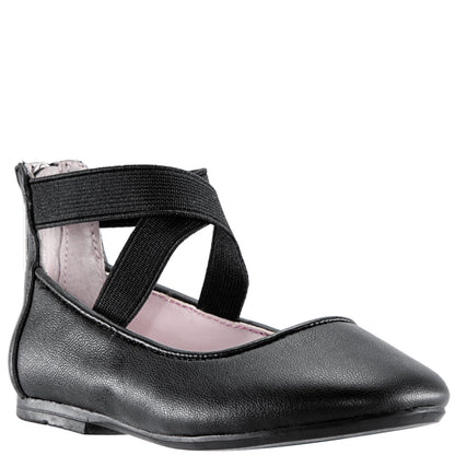 Girls Marissa Black zip back ballet flats | Nina Shoes