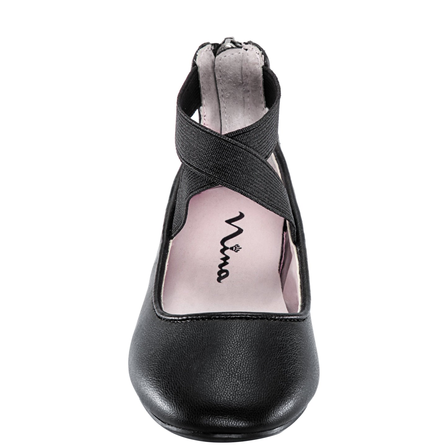Girls Marissa Black zip back ballet flats | Nina Shoes