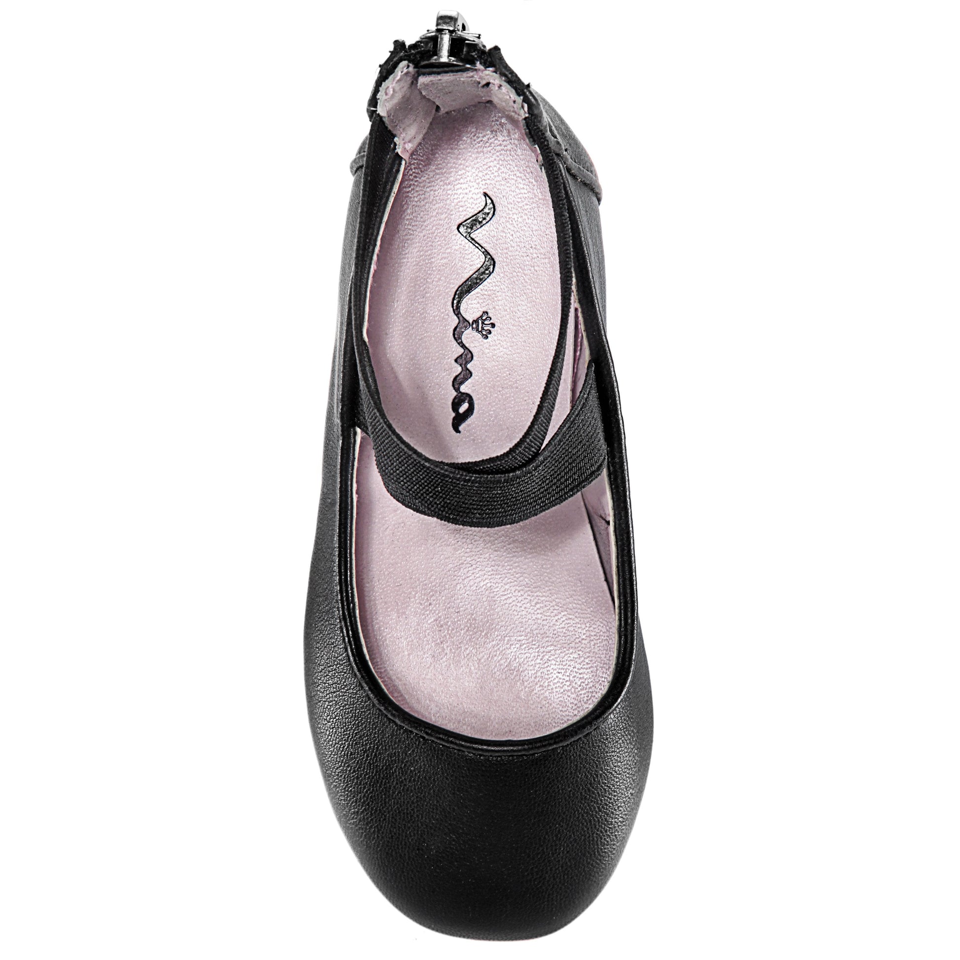 Girls Marissa Black zip back ballet flats | Nina Shoes