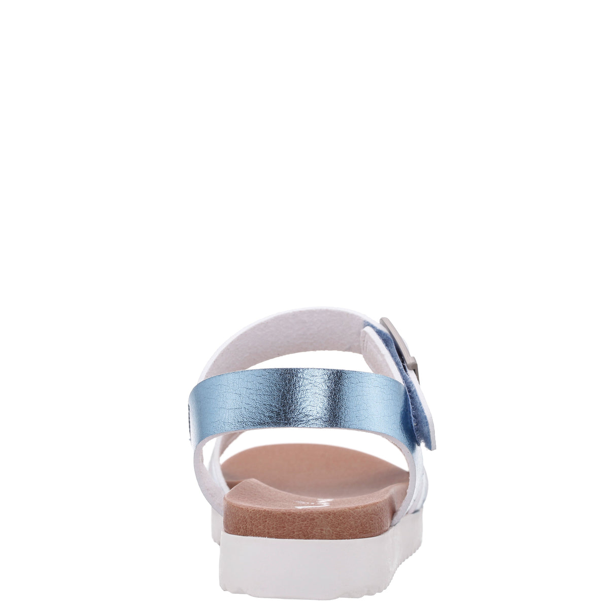 Girls Lacey Blue Metallic Adjustable strap Sandals | Nina Shoes