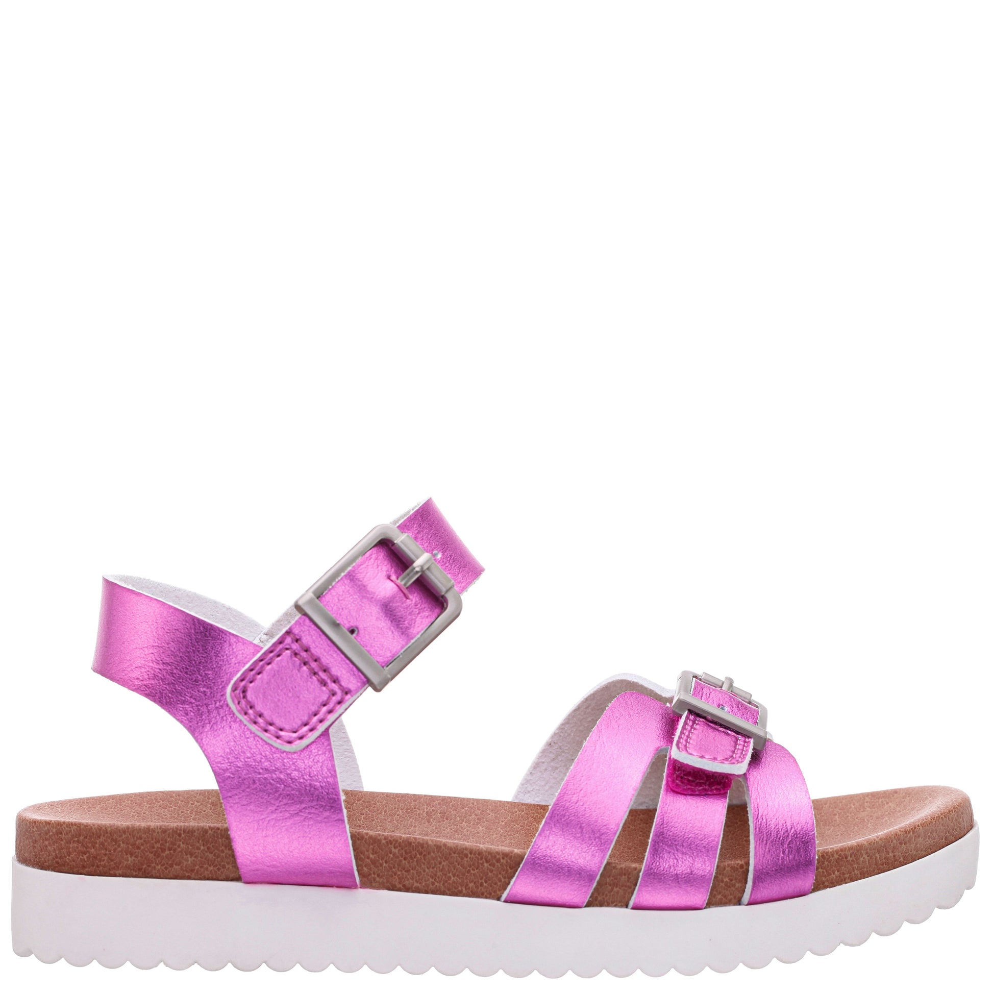 Girls Lacey Pink Metallic Adjustable strap Sandals | Nina Shoes