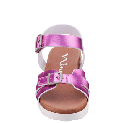 Girls Lacey Pink Metallic Adjustable strap Sandals | Nina Shoes