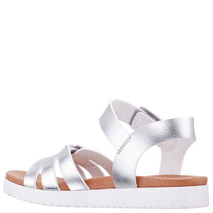 Girls Lacey Silver Metallic Adjustable strap Sandals | Nina Shoes
