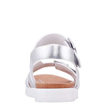 Girls Lacey Silver Metallic Adjustable strap Sandals | Nina Shoes
