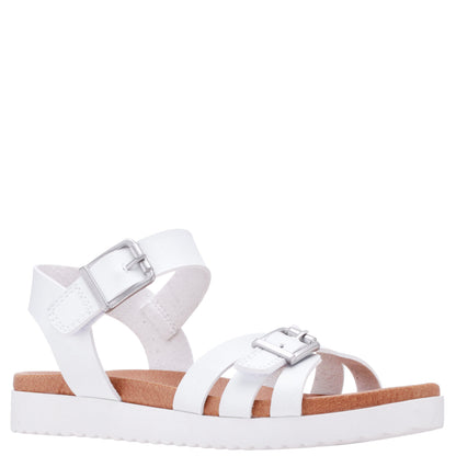 Girls Lacey White Adjustable Strap Sandals | Nina Shoes