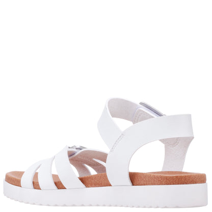Girls Lacey White Adjustable Strap Sandals | Nina Shoes