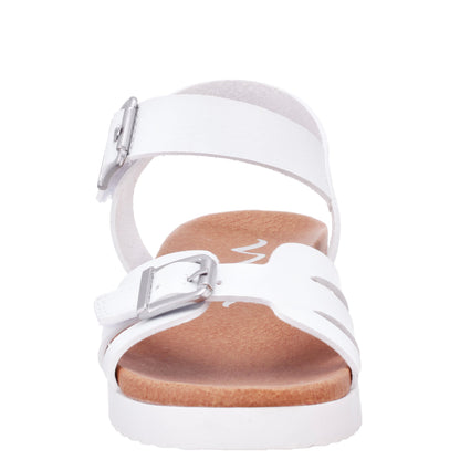 Girls Lacey White Adjustable Strap Sandals | Nina Shoes
