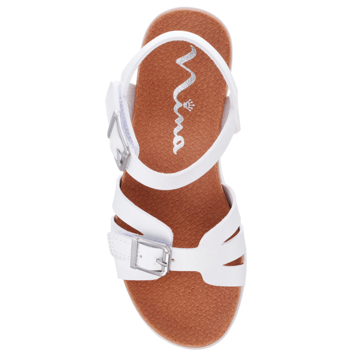 Girls Lacey White Adjustable Strap Sandals | Nina Shoes