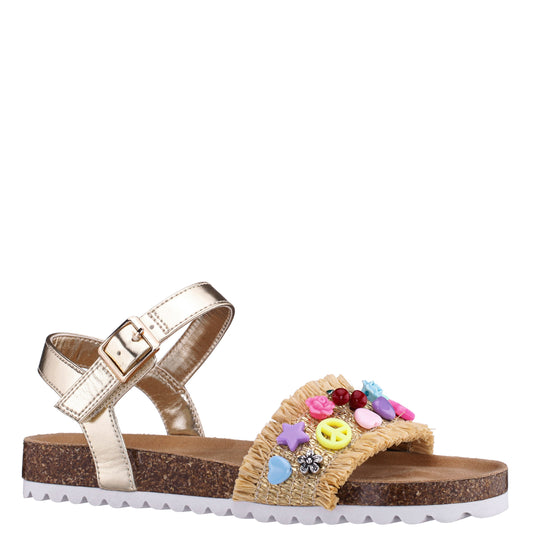 Girls Hazina Beige Footbed Sandal | Nina Shoes