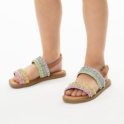 Girls Suissa Multi Colored Adjustable Strap Sandal | Nina Shoes