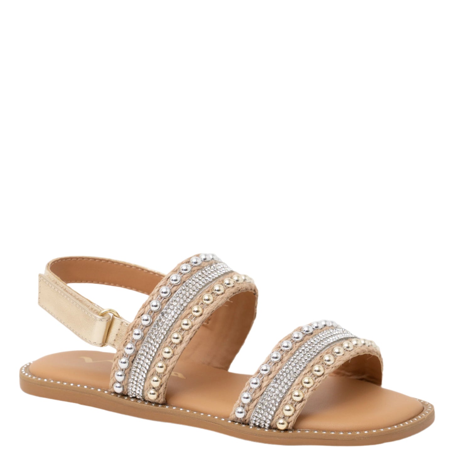 Girls Suissa Light Gold Adjustable Strap Sandal | Nina Shoes