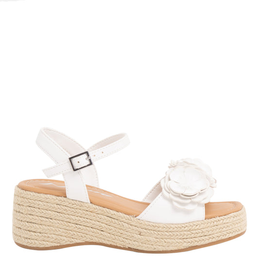 Girls Mercy White Platform Wedge Sandals | Nina Shoes