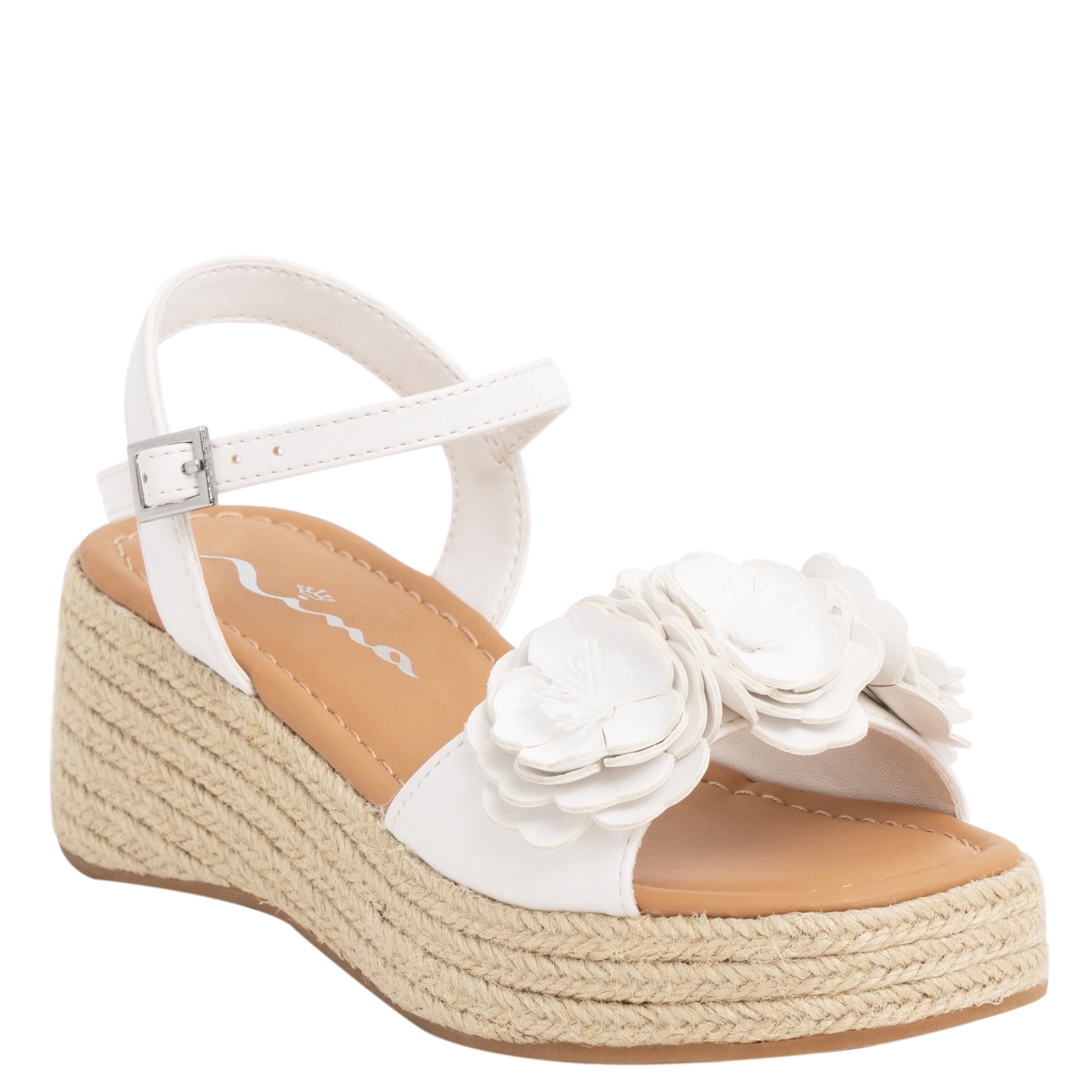 Girls Mercy White Platform Wedge Sandals | Nina Shoes