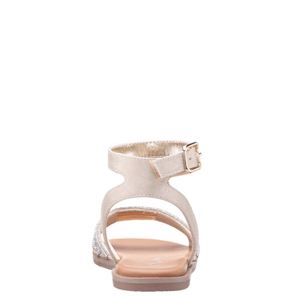 Girls Lois Light Gold Shimmer Rhinestone Sandals | Nina Shoes