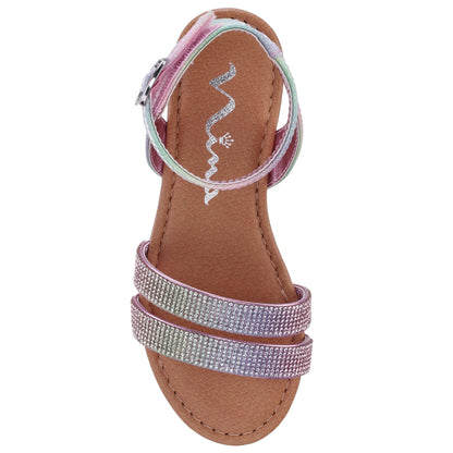 Girls Cameena Pastel Metallic Rhinestone Sandals | Nina Shoes