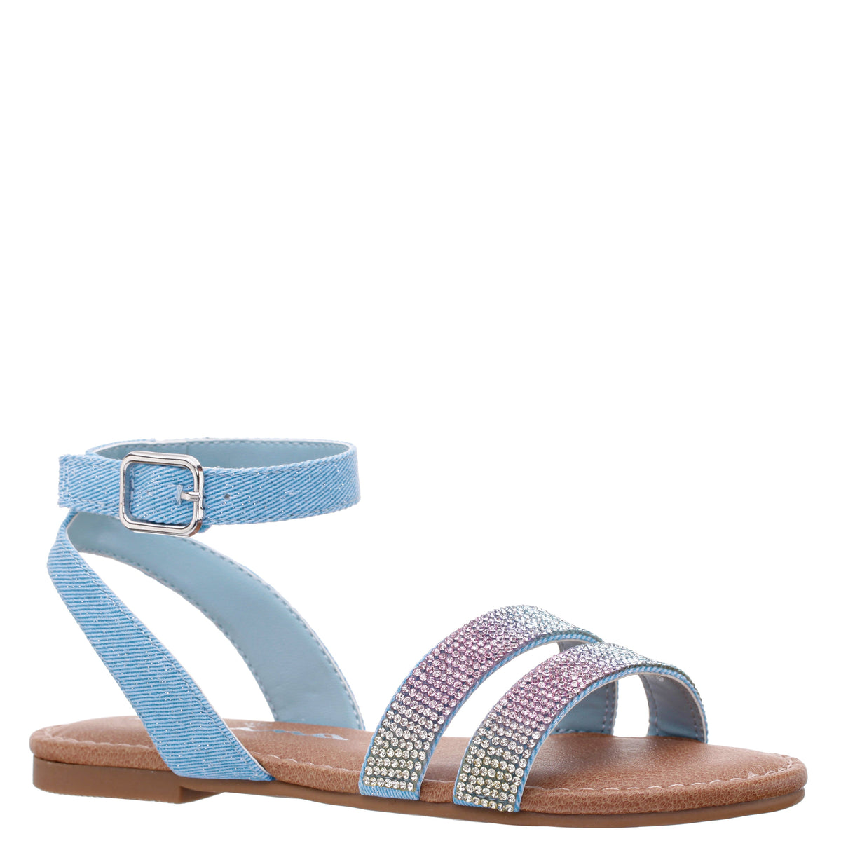 Girls Cameena Blue Denim Rhinestone Sandal | Nina Shoes