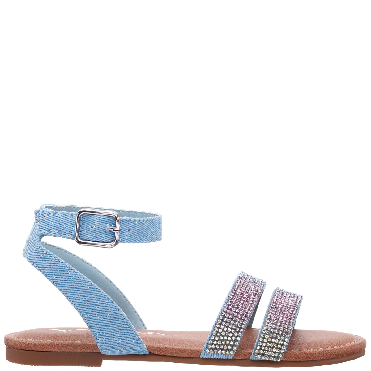 Girls Cameena Blue Denim Rhinestone Sandal | Nina Shoes