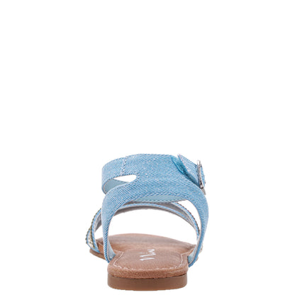 Girls Cameena Blue Denim Rhinestone Sandal | Nina Shoes