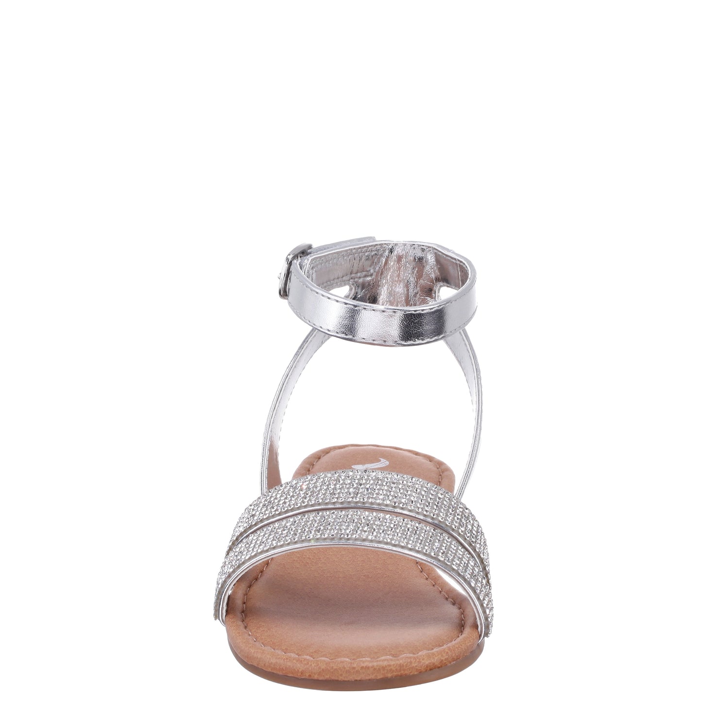 Girls Cameena Silver Metallic Rhinestone Sandals | Nina Shoes