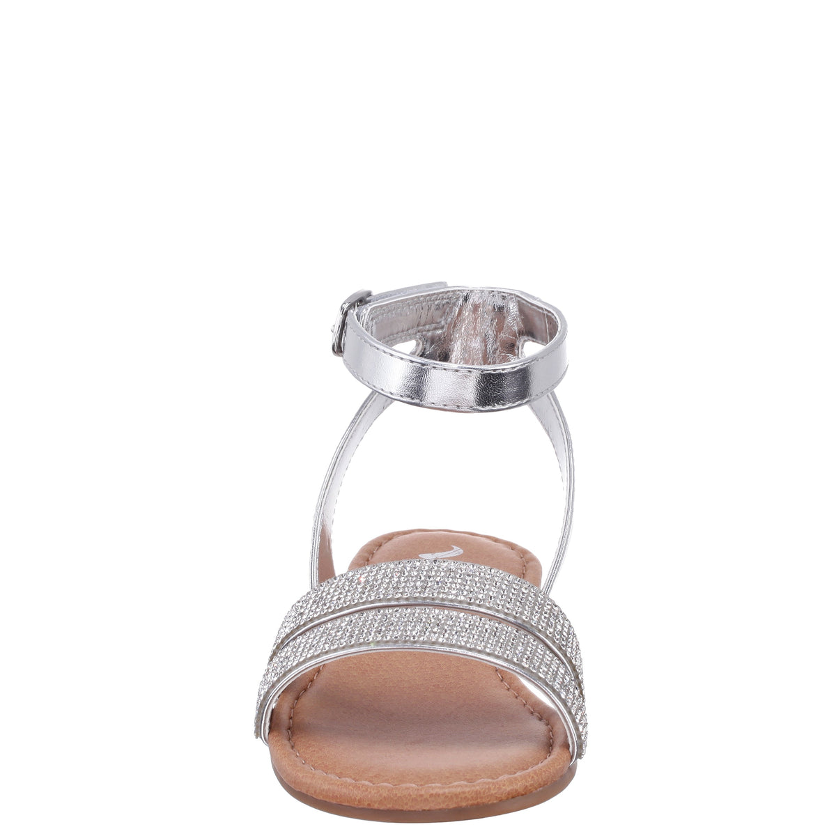 Girls Cameena Silver Metallic Rhinestone Sandals | Nina Shoes